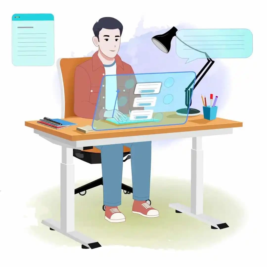 Cartoon young man character in casual clothes working animated vector AKA Alvin