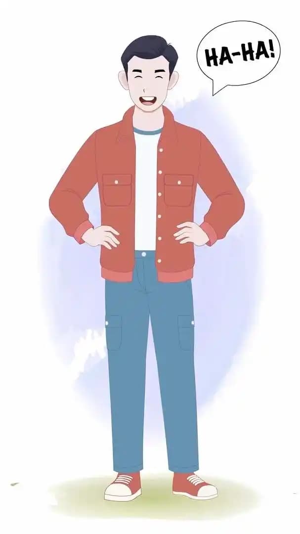 Cartoon young man character in casual clothes laughing animated vector pose AKA Alvin