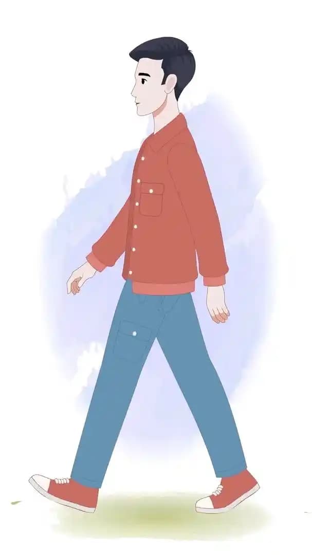 Cartoon young man character in casual clothes side walk cycle animated vector AKA Alvin