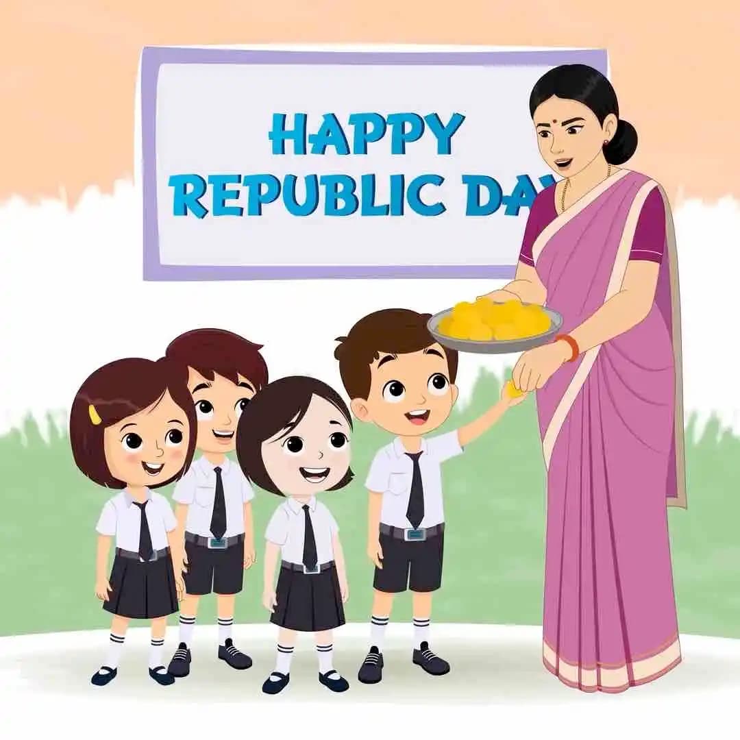 Teacher Gives Sweets to Kids animated vector cartoon character