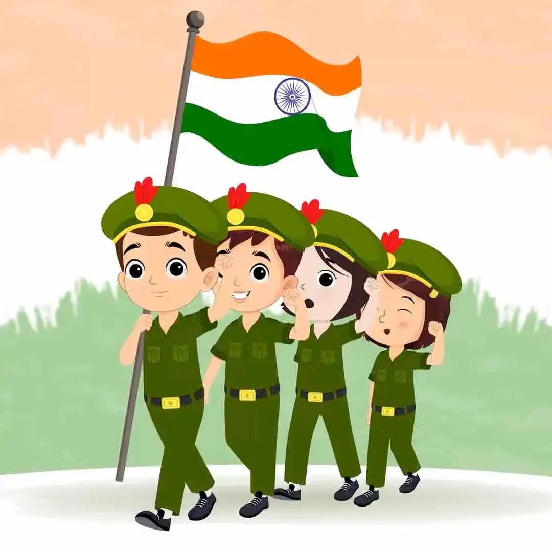 School children Chanting Jai hind animated vector cartoon character
