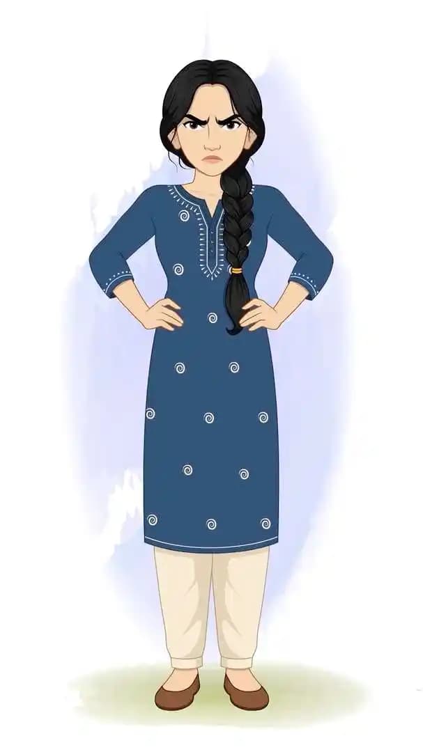 Angry Indian woman animated vector cartoon character AKA Gauri
