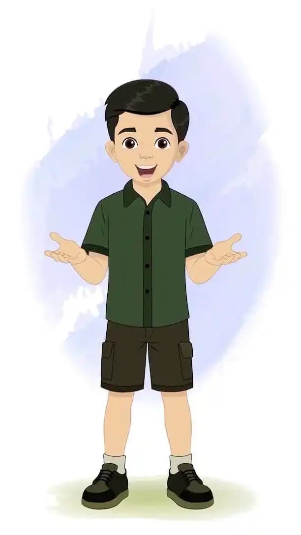 Cute boy talking pose animated vector cartoon character AKA Chirag