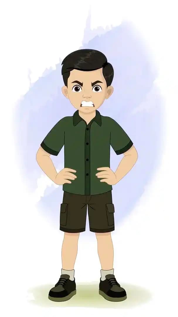 Angry boy in casual summer clothes animated vector cartoon character AKA Chirag