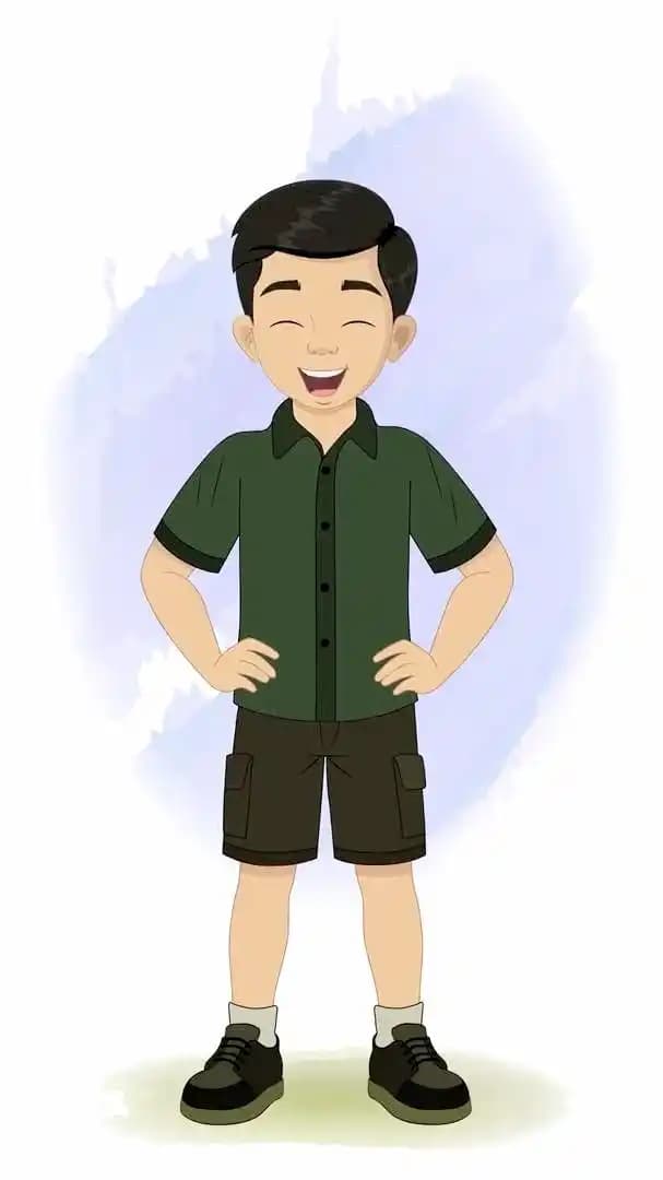 School boy laughing pose animated vector cartoon character AKA Chirag