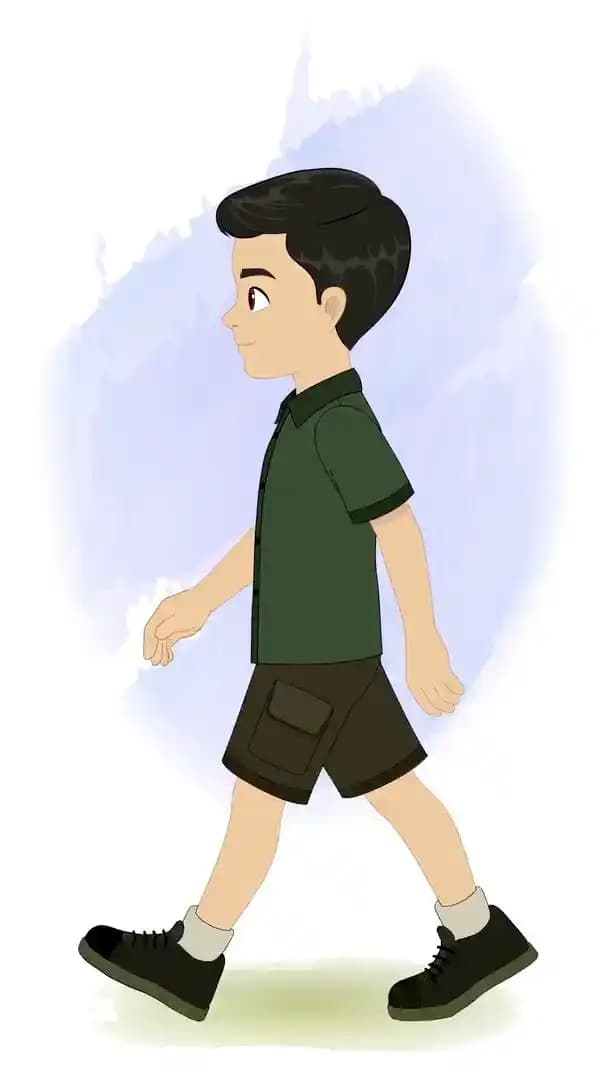 Boy side walking pose animated vector cartoon character AKA Chirag