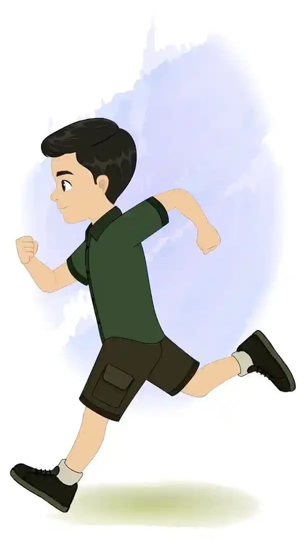 Cute boy running in side view animated vector cartoon character AKA Chirag