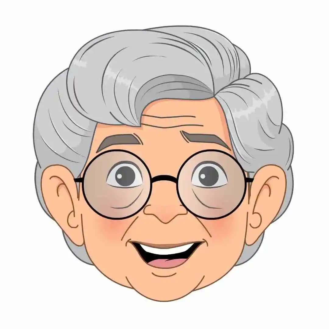 Old woman multiple face expression animated vector cartoon character AKA Selia