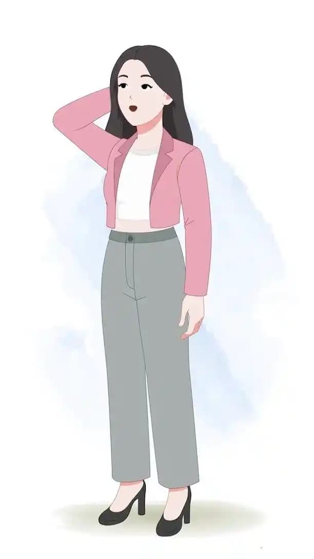 Confuse girl in casual outfit animated vector cartoon character AKA Molly