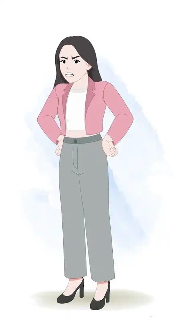 Angry office girl animated vector cartoon character AKA Molly