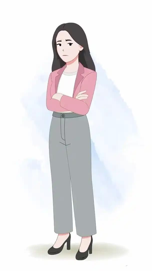 Annoyed office woman in casual outfit animated vector cartoon character AKA Molly