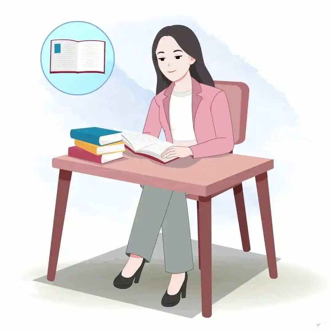 College girl study pose animated vector cartoon character AKA Molly