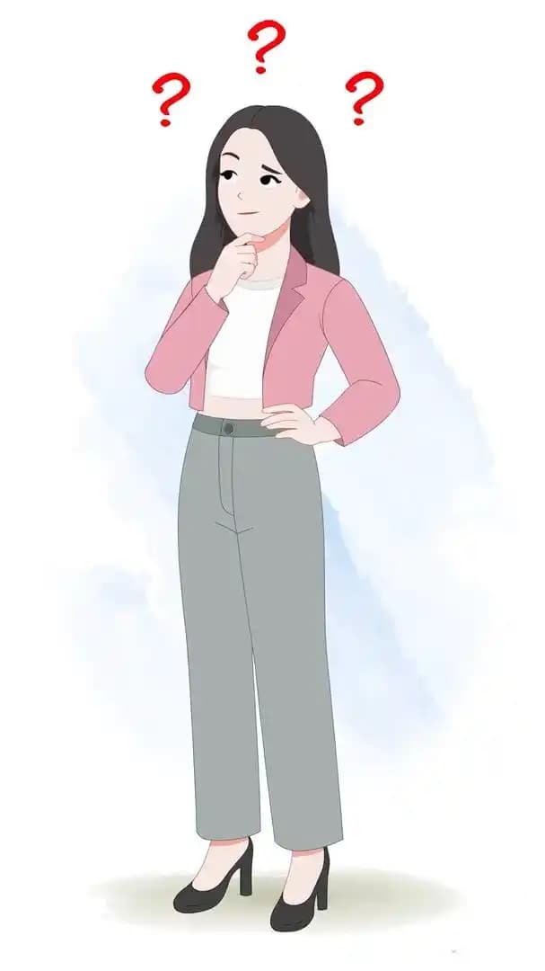 Professional girl thinking with question mark animated vector cartoon character AKA Molly