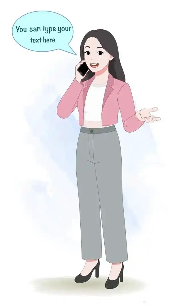 Office woman talking on phone call animated vector cartoon character AKA Molly