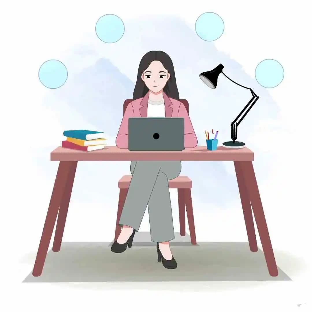 Office girl doing work animated vector cartoon character AKA Molly