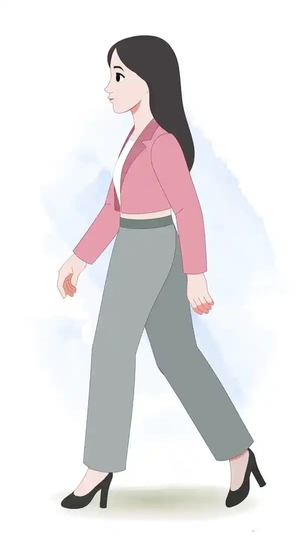 Cartoon girl side walking pose animated vector cartoon character AKA Molly