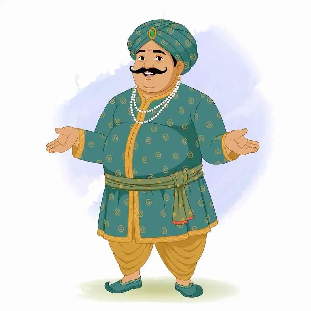 Cartoon vector Indian royal man talking animated character pose AKA Daulat Seth