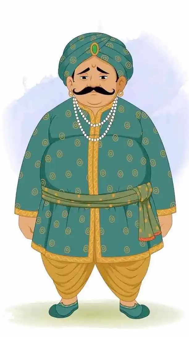Indian royal man sad vector cartoon character animated pose AKA Daulat Seth