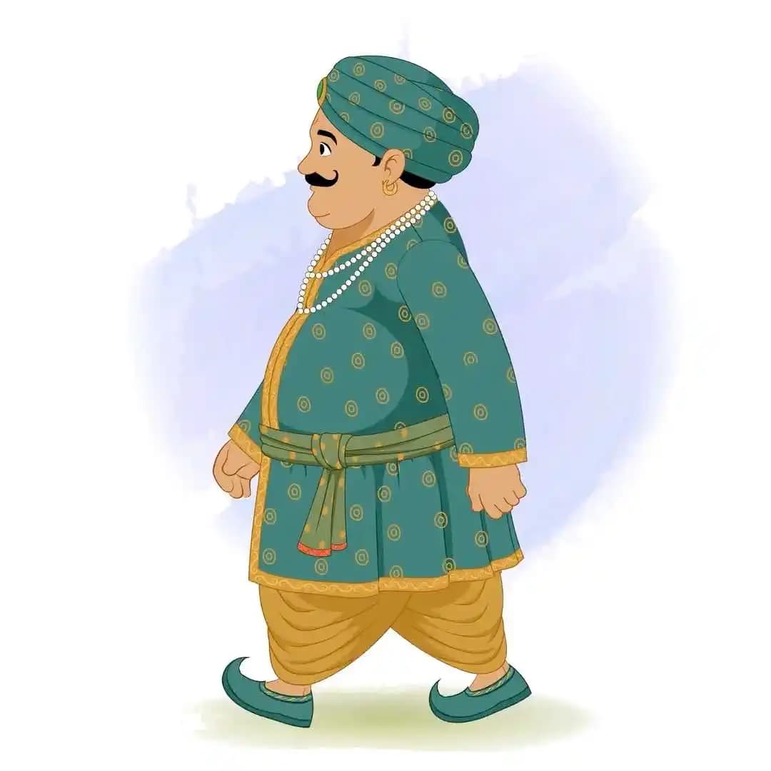 Traditional Indian man side walking animated vector cartoon character AKA Daulat seth