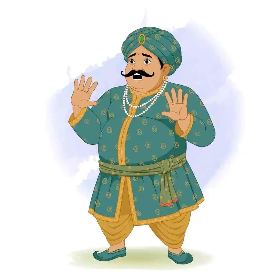 Cartoon character Indian royal man in fear animated vector AKA Daulat seth