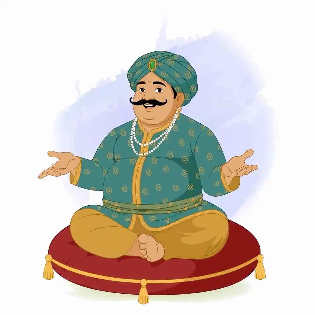 Cartoon character royal man sitting talk animated vector AKA Daulat seth