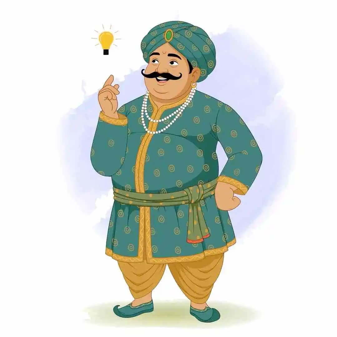 Animated character Indian royal man thinking cartoon vector AKA Daulat Seth